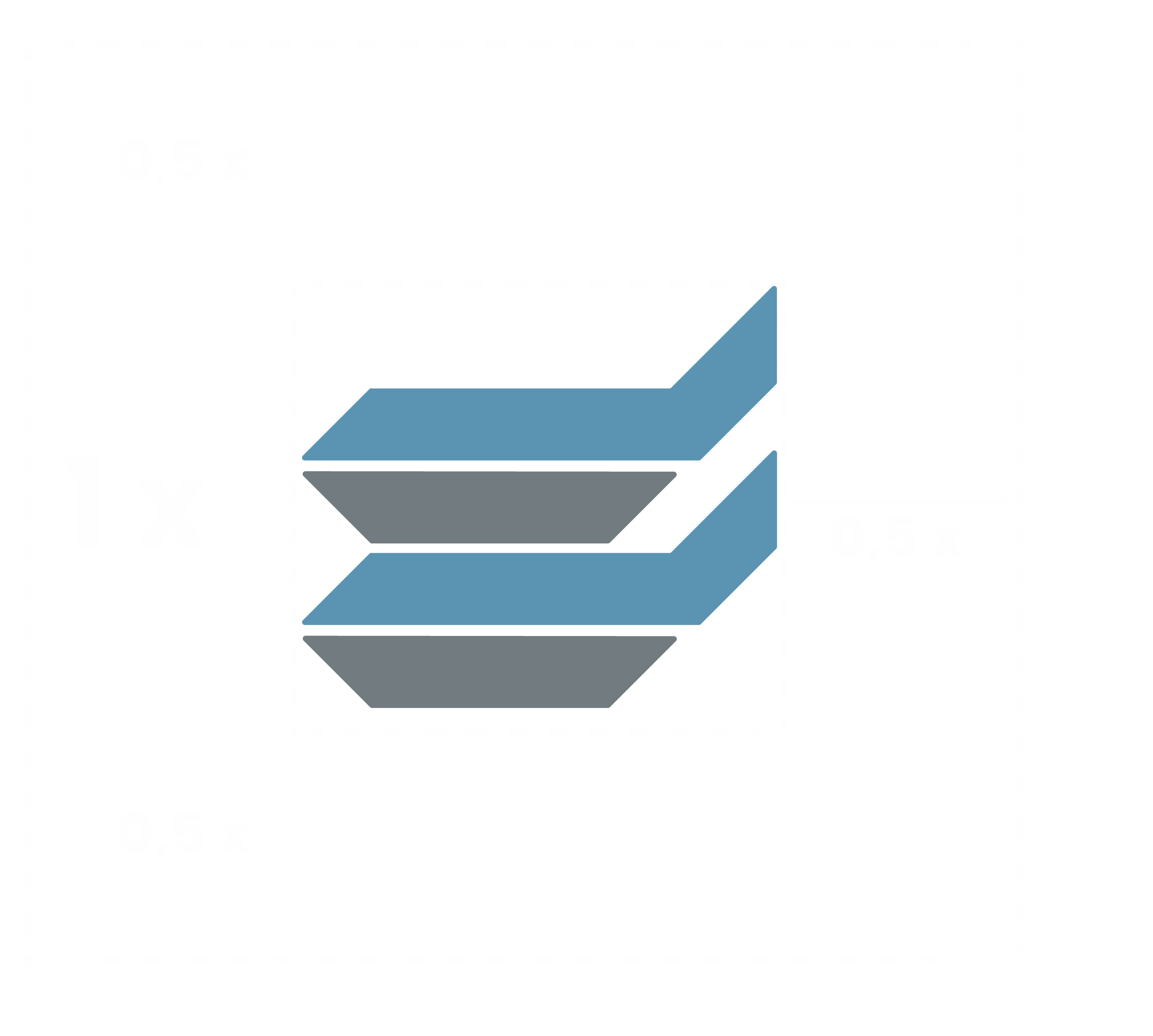 Isotipo con retícula de construcción y área de seguridad